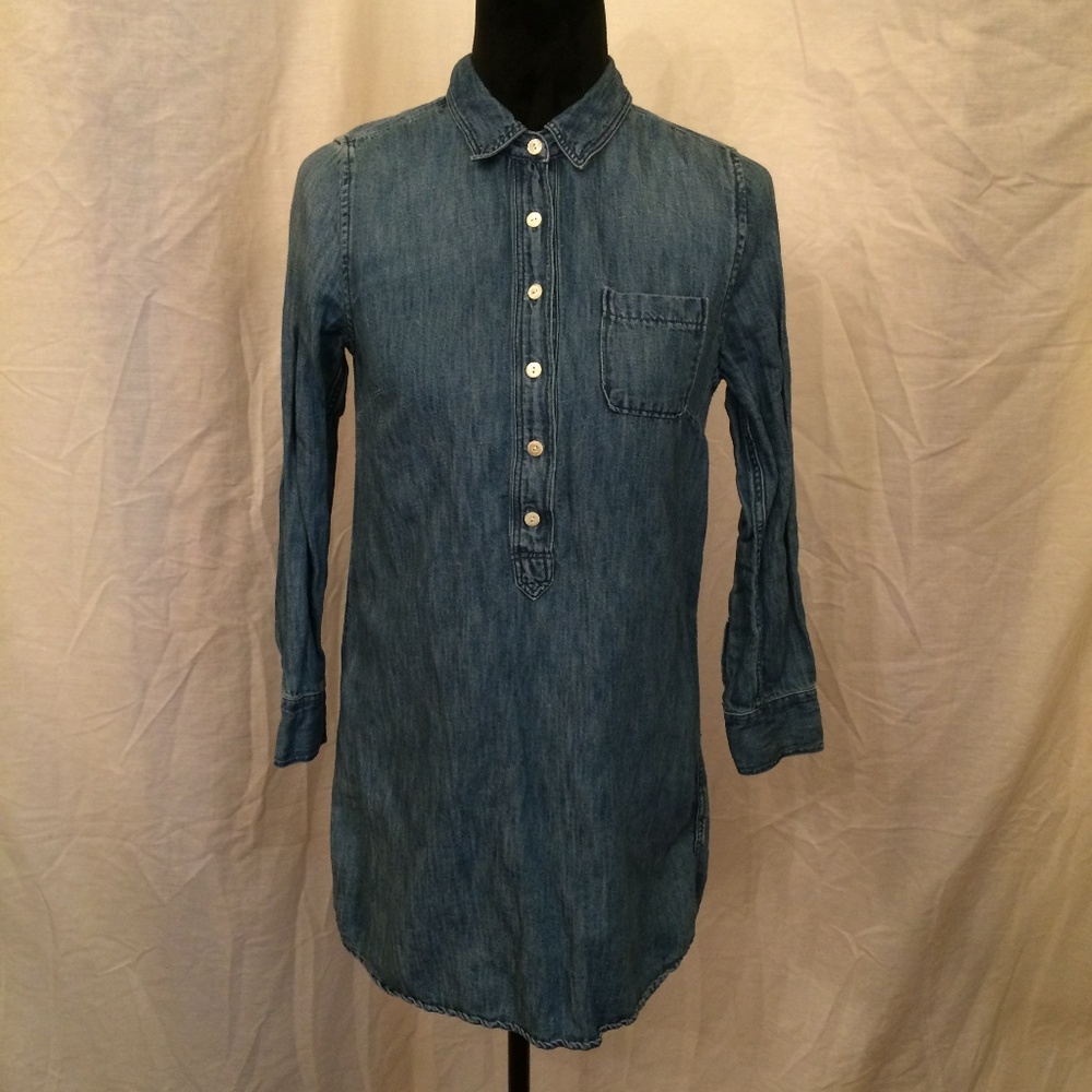 J. Crew sz 4 Denim Blue Chambray Shirt Dress